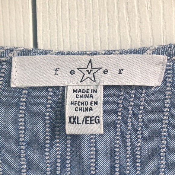 Fever Blue & White Striped Pleasant Plus Size Blouse, Blue Whistler's XXL - Picture 9 of 14